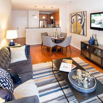 Wood-style flooring in kitchen and living areas